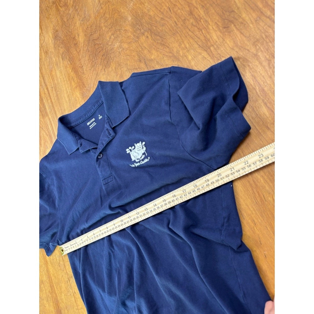 Hollister Funny Golf Polo Shirt Men's M Navy Embroidered Meme Preppy Golfcore - Picture 5 of 7